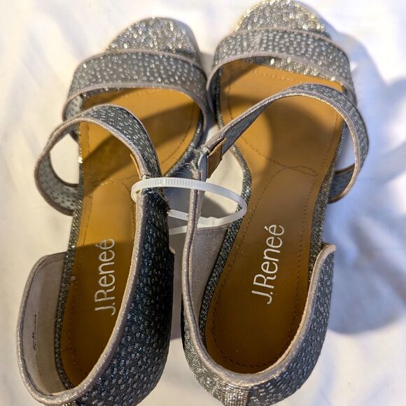 J. Renee Jivika Sandal Women’s 8.5M NWOT Glitter Mesh 2.25” Kitten Heel - Picture 2 of 10